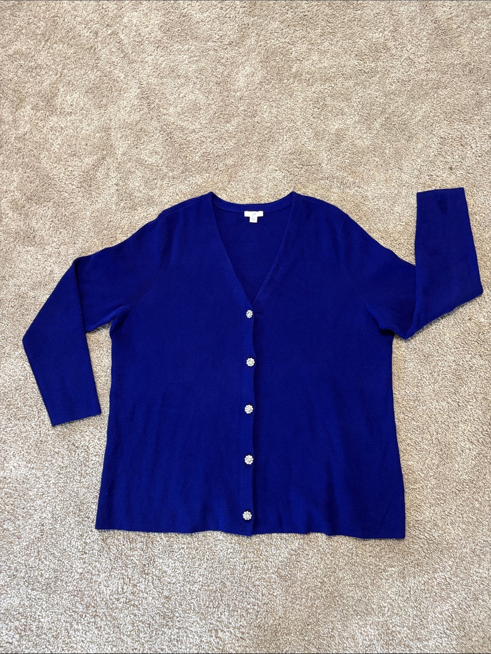 NWOT J.Jill Women’s Purple Knit Jewel Accent Button Up Cardigan Sweater Size XL